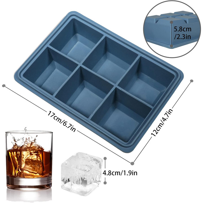 Форма для льоду 3 шт на 6 відділень синій LessMo