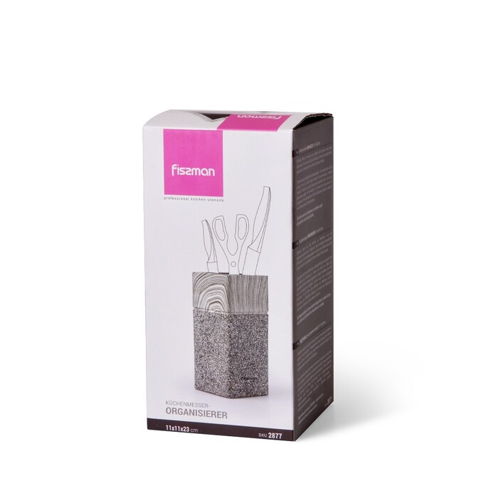 Подставка для кухонных ножей и ножниц Fissman 11x11x23см ГРАФИТ (2877)