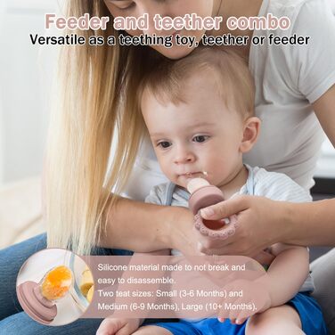 Контейнер для зберігання дитячого харчування, фруктова пустушка, силіконовий дозатор для фруктової їжі, дитяче грудне молоко, прорізування зубів, морозиво, без BPA, підходить для безпечного самостійного годування 3-місячних дітей (Pink04)