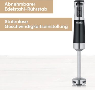 Аккумуляторный погружной блендер с комплектом премиум-класса, семный блендер, с ручным блендером, мультиизмельчителем, кувшином-блендером, толкушкой и венчиком для картофеля, черная/матовая нержавеющая сталь, SM 3775 (600 Вт, включая набор принадлежностей