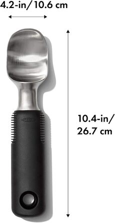 Ергономічна ложка для морозива OXO Good Grips з ежектором нержавіюча сталь 11,7 x 26,7 см, курок (вигнута, чорна)