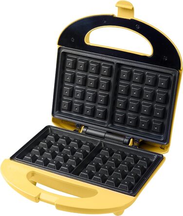 Брюссельская вафельница Bestron в ретро-дизайне, вафельница для 2 бельгийских вафель, с антипригарным покрытием и лампой для выпечки, 700 Вт, цвет (желтый)