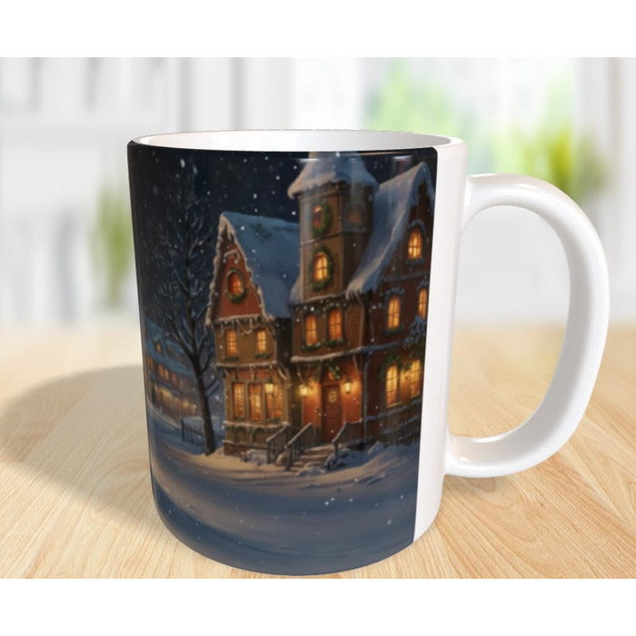 Подарункова кружка 330 мл з принтом Санта Клаус на снігу Generic