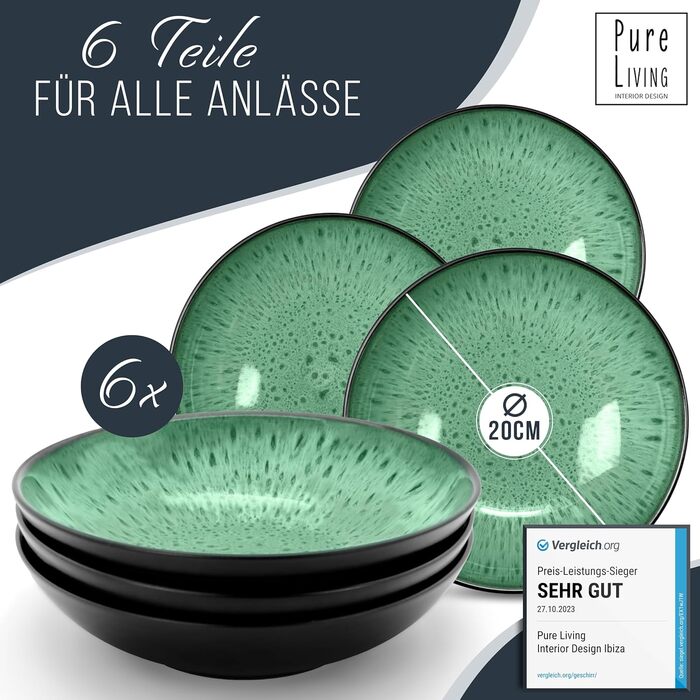Керамограніт глибокі тарілки, 6 предметів PURE LIVING INTERIOR DESIGN