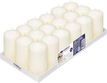 Свічки Horeca - Стовпчасті свічки - - Ø x 12 см - Набір блочних свічок - Тривалий час горіння 40 годин - Без аромату - Свічки для дому, вечірок та кейтерингу (слонова кістка, 18)