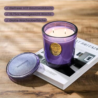 Ароматна свічка M&SENSE Лісова хатина, ароматичні свічки у склянці, натуральна соєва свічка, час горіння 55 годин, подарункові свічки для жінок та чоловіків, подарункова свічка (лаванда та цитрус, 560 г)