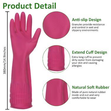 Перчатки для мытья посуды 3 пары 38 см WATUNID