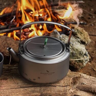 Безмежна подорож Надлегкий кемпінговий чайник, портативний чайник Кемпінговий газовий чайник Титановий чайник швидкого нагріву Відкритий чайник для пікніка на відкритому повітрі 0,8 л Ti3101D (чайник 1,2 л)