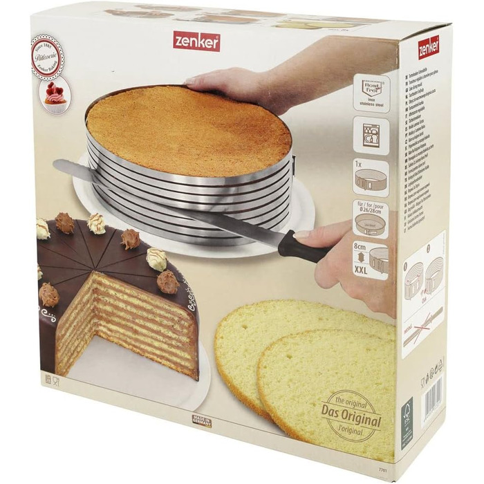 Нож для резки торта Zenker 7705, кондитерская Ø26 / 28 см, набор для торта с ножом для торта и подемным основанием для торта, аксессуары для торта из нержавеющей стали, количество 1 x набор из 3 шт. , цвет серебристый (приспособление для нарезки торта)