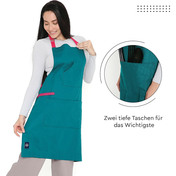 Регулируемый кухонный фартук с карманами 68 x 85 см голубой Encasa XO