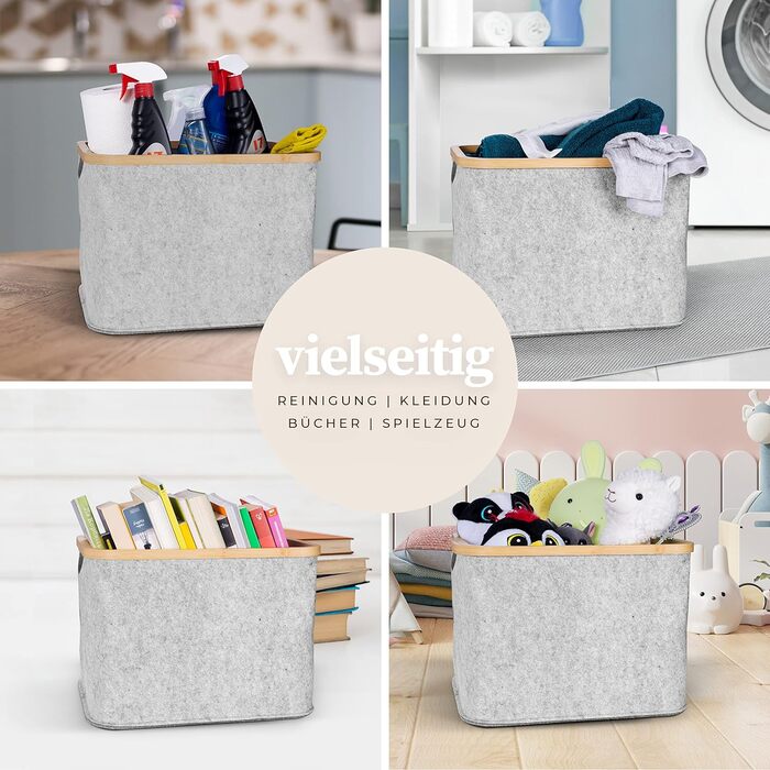Кошики для зберігання, сумісні з IKEA Полиця KALLAX - Кошик для зберігання деревини Невеликий антрацит - Коробка для зберігання Полиця Кошик для зберігання - Паперовий ящик Кошик з фетру Складний кошик для білизни (40 л, фетр світло-сірий)