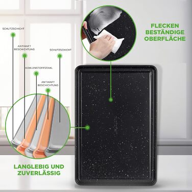 Набір форм для випічки NutriChef - Набір із 8 антипригарних форм для випічки - Без PFOA, PFOS, PTFE, придатний для використання в духовці до 232C - Кругла форма для випічки, форма для хліба, форма для мафінів та деко, придатний для миття в посудомийній ма