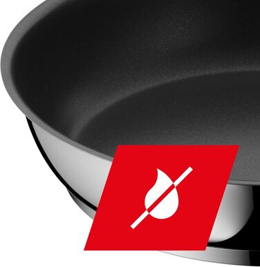 Сковорода індукційна 24 см, нержавіюча сталь з антипригарним покриттям, стійка до корозії, з пластиковою ручкою, підходить для всіх типів плит, витримує температуру в духовці до 70C, для делікатного смаження Сковорода 24 см