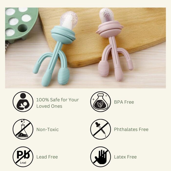 Набір силіконових ніблерів та контейнер для заморожування дитячого харчування PandaEar