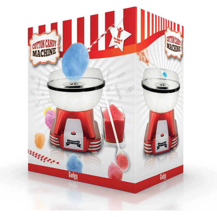 Машина для цукрової вати Gadgy для дому - Машина для цукрової вати для цукру або цукерок - Машина для цукрової вати - Цукрова вата для дитячих свят, днів народження та вечірок - (Червона)