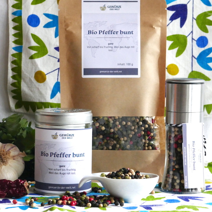 Перець органічний кольоровий 90 г в банці Gewuerze der Welt