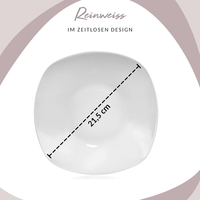 СПІВАЧКА Білий обідній сервіз Bilgola, порцеляновий набір посуду з 30 предметів на 6 персон, набір тарілок округлого дизайну, обідня тарілка (супова тарілка 6 шт. )