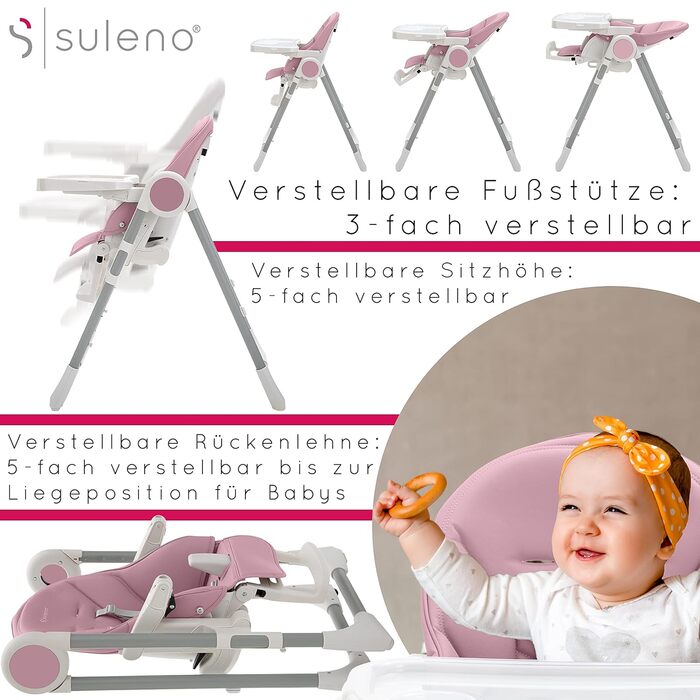 Дитячий стільчик для годування фіолетовий Suleno