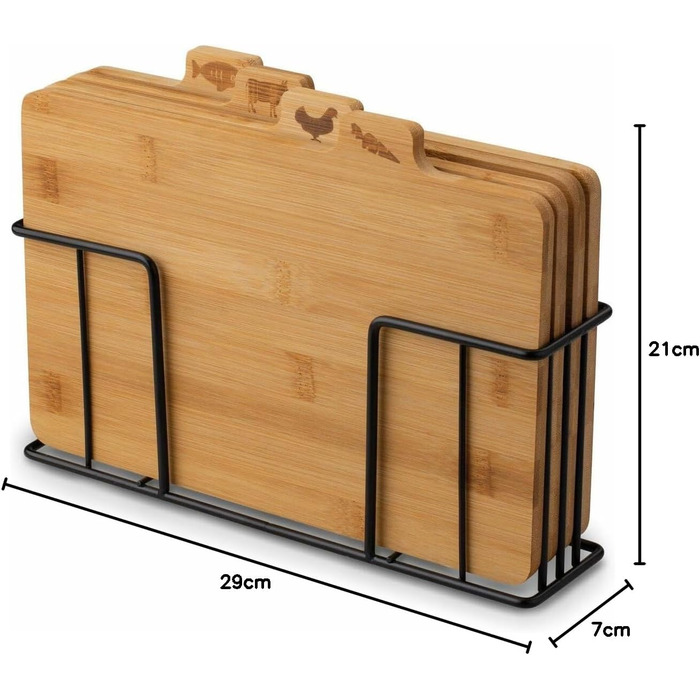 Набір із 4 дошок розділювальних з кедровою підставкою Tadar