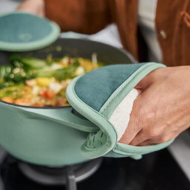 Набір 2 шт. Силікон і бавовна, термостійкі (прихватки, м'ята)