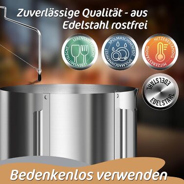 Регульована висота 30 см - кільце для випікання з нержавіючої сталі та форма для випікання в одному, високоякісні та функціональні - дуже високе кільце для випікання кругле, регульоване 16-30 см, рамка для випікання кругла, 4smile cake ring