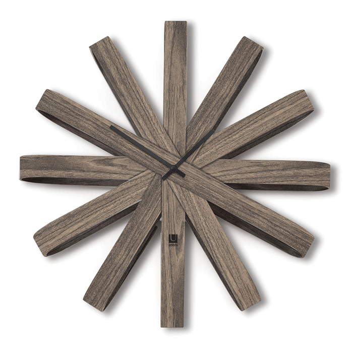 Годинники настінні ribbonwood великі зістарений горіх Umbra