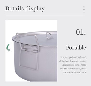 Кемпінгова каструля з кришкою та складною ручкою 5000 мл. iBasingo