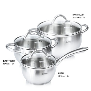 Набір посуду зі скляними кришками, 6 предметів NANCY Fissman