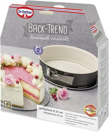 Сковорода Dr. Oetker Springform Ø 28 см BACK-TREND, форма для торта з плоским дном, кругла сталева форма для випічки з армованим керамікою антипригарним покриттям (колір кремовий/антрацитовий), кількість Одинарний