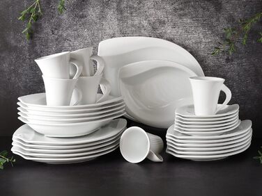 Набір посуду на 6 персон, 30 предметів, білий Acacia White Creatable