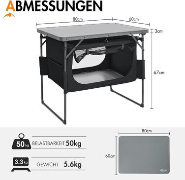 Стіл для кемпінгу 80 х 60 см Portal