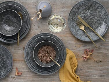 Серія Набір посуду Orient Mandala з 18 предметів, набір тарілок з порцеляни (набір тарілок 12 предметів, камінь), 21627