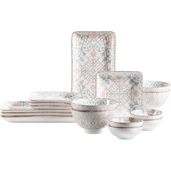 Набір тарілок для закусок 16 предметів Рожевий/Сірий MÄSER