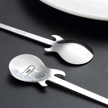 Матові чорні чайні ложки BEWOS, 16 шт. , ложки з нержавіючої сталі 13,7 см / 5,39 дюйма, чудова серія кавових ложок, десертні ложки, які можна мити в посудомийній машині, ідеально підходять для дому, ресторанів, вечірок тощо (кольорові ложки для гітари, 1