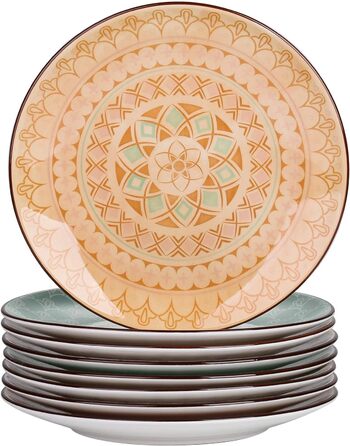 Тарілка десертна порцелянова vancasso, 12 шт. Тарілка для торта кольорова, Ø 21,5 см Плоска тарілка для сніданку (Тюльпан, 8 шт. десертна тарілка)