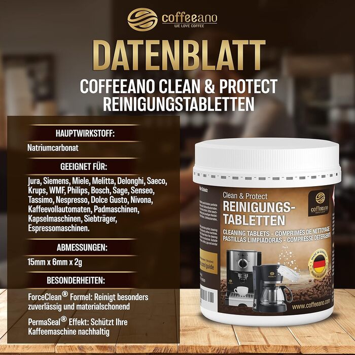 Засіб для чищення кавомашин 250 таблеток Coffeeano