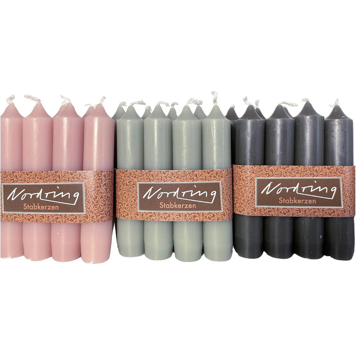 Набір з 8 конічних свічок 2,2 x 11 см, рожева мальва Nordring