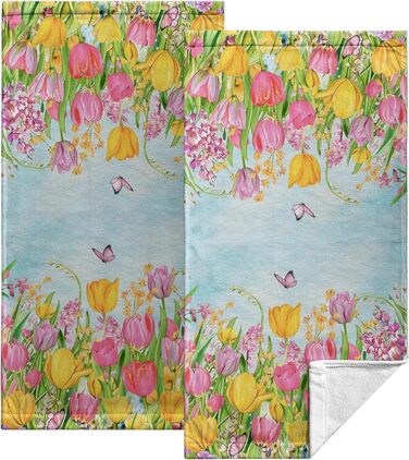 Різдвяні кухонні рушники Kwlegh, рушник для рук, різдвяна ялинка, цукерка-тростина, сніжинка, рушник для пальців, набір з 2 шт. , милий чоловічий банний рушник, високопоглинаючі рушники, 36 x (тюльпан і метелик)