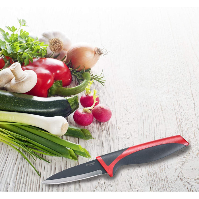 Набір ножів Westmark 5 шт. , 1 велика обробна дошка та 4 ножі, обробна дошка 37 х 25,5 см, лезо кухарського ножа/ножа для хліба по 20 см, лезо канцелярського ножа 12 см, лезо ножа для чищення овочів 8 см, 145222E6 (ніж для чищення овочів)