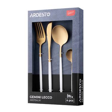 ARDESTO Набір столових приборів Gemini Lecco, 4 прибори, нержавіюча сталь, золотисто-білий