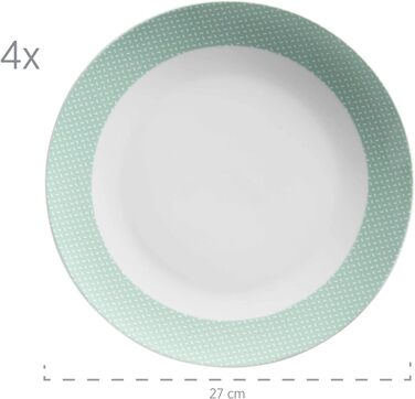 Набор посуды MSER 931566 Kitchen Time II на 4 персоны, 16 предметов Комбинированный сервиз с тонким рисунком, фарфор (зеленый)