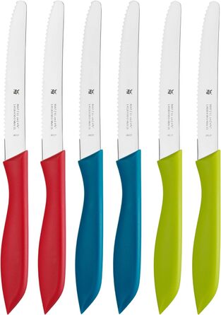 Набір ножів для сніданку WMF Classic Line 6 предметів, 23 см, ніж для хліба зубчастий край, ніж для хліба, спеціальна сталь леза, пластикова ручка, (барвистий, одинарний)