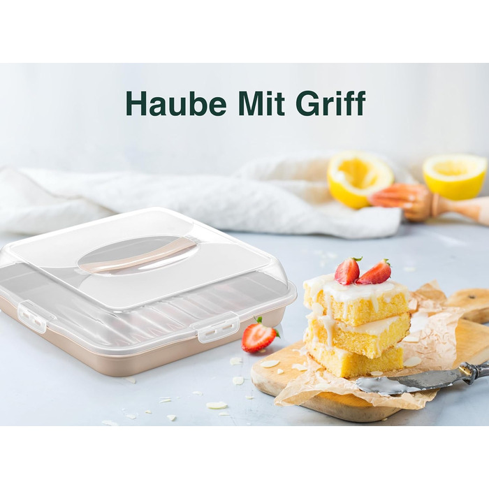 Коробка для транспортування торта з кришкою, капюшоном і ручкою. Коробка для зберігання, контейнер для торта, тарілка для торта, контейнер для торта, коробка для торта, тарілка для торта, начинка для торта, дзвіночок для торта - (темно-зелений, квадратний