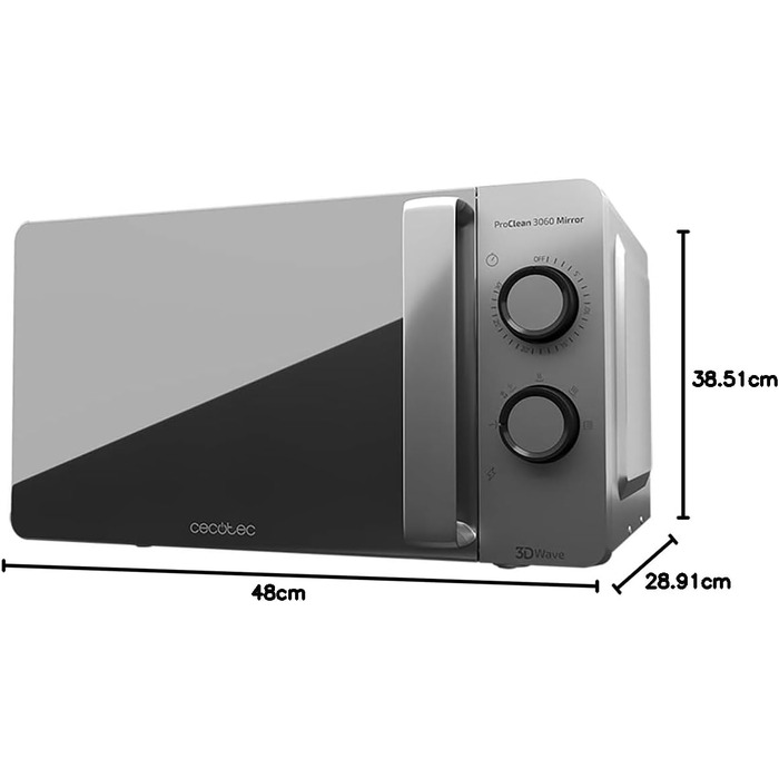 Мікрохвильова піч 700 Вт срібляста ProClean 3060 Mirror Cecotec