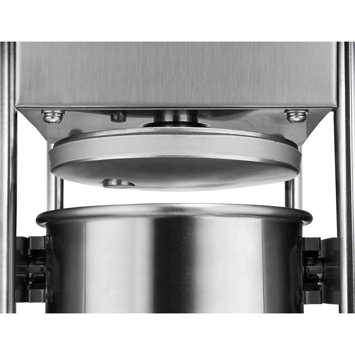 Професійна машина для наповнення ковбас Zelsius з нержавіючої сталі (3 літри, срібло) чотири різні труби для наповнення, наповнювач для ковбас, прес для ковбас, ковбасна машина з 2-швидкісним редуктором, вентиляційним клапаном і рукояткою