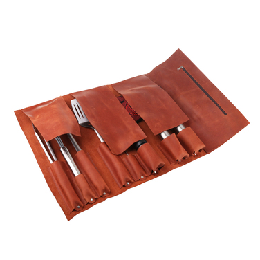 Скрутка-органайзер для аксессуаров барбекю кожаная GRILLI