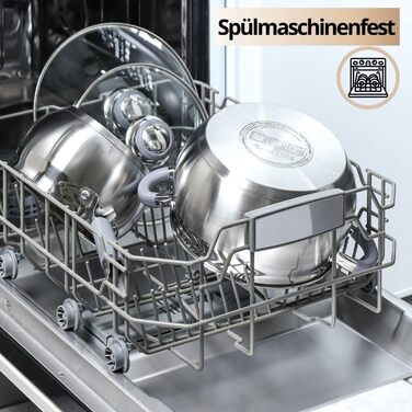 Набор из 3 кастрюль из нержавеющей стали со стеклянными крышками и силиконовыми ручками Modern Daniks