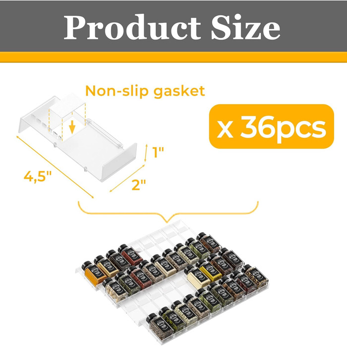 Органайзер для спецій пластиковий розсувний, 36 комірок, прозорий Famhap