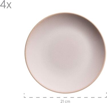 Набір посуду MSER 931545 Ossia для 4 осіб у середземноморському вінтажному образі, комбінований сервіз із 16 предметів у рожевому кольорі, кераміці