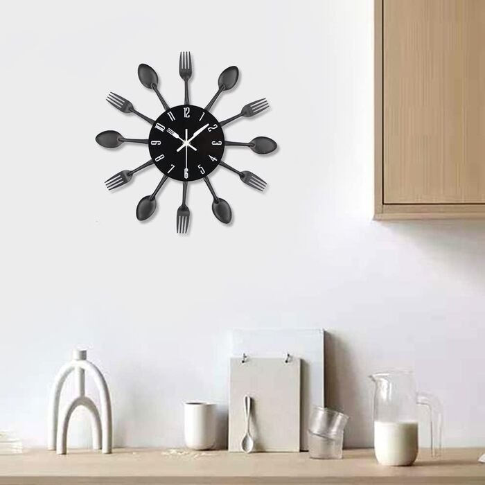 Настінний годинник з кухонним начинням з нержавіючої сталі Timelike